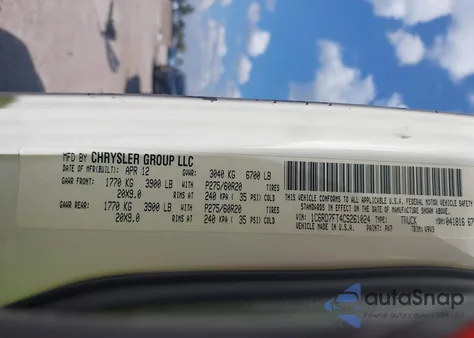 2012 Ram 1500 St из США, поврежденный, VIN 1C6RD7FT4CS261024